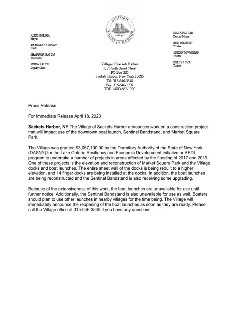 Sackets Harbor, NY REDI Project 2023 PDF