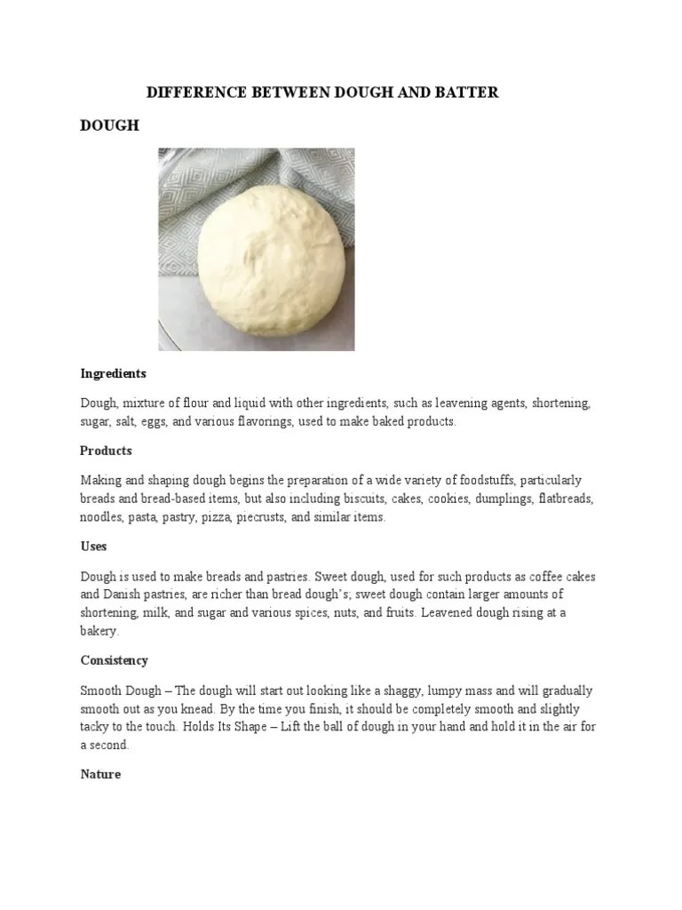 Difference Between Dough and Batter PDF Dough Batter (Cooking)