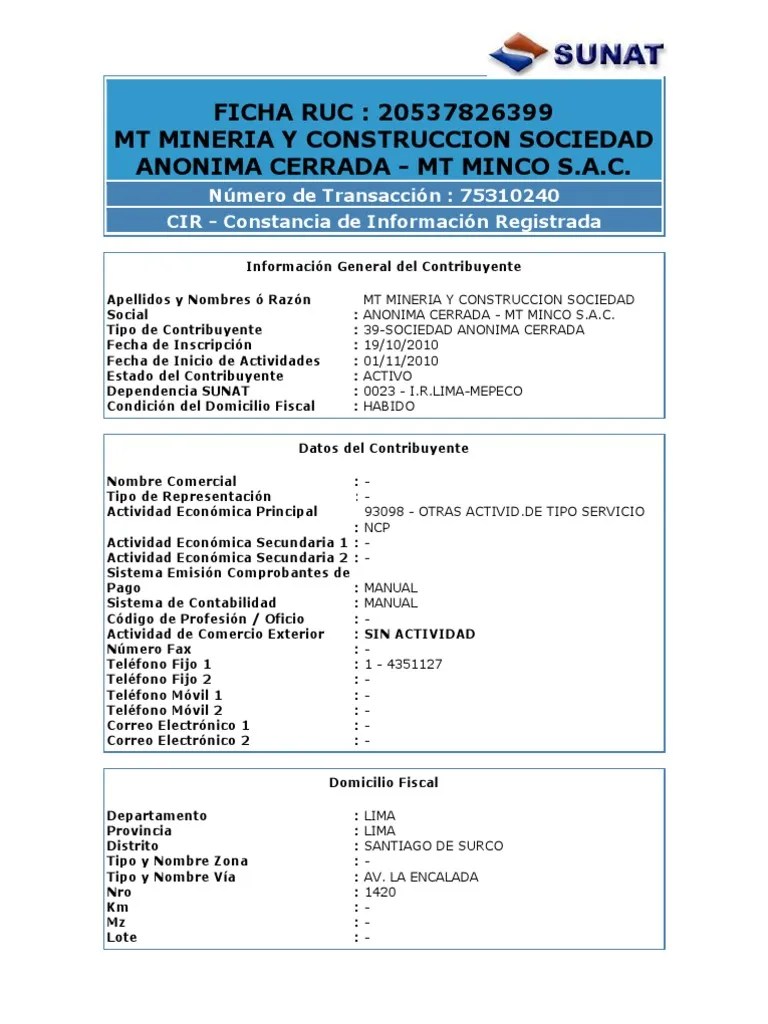 FICHA RUC Lima Negocios