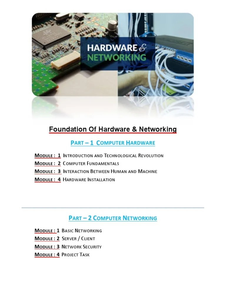 Foundation of Hardware & Networking PDF Computer Hardware Programming