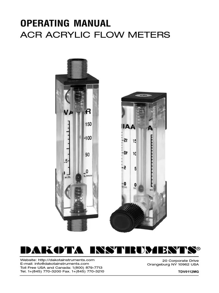 Dakota 6A01 Acrylic Flow Meter Manual PDF Valve Flow
