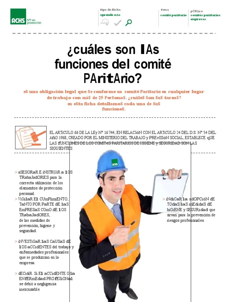 Funciones del Comité Paritario de Seguridad PDF