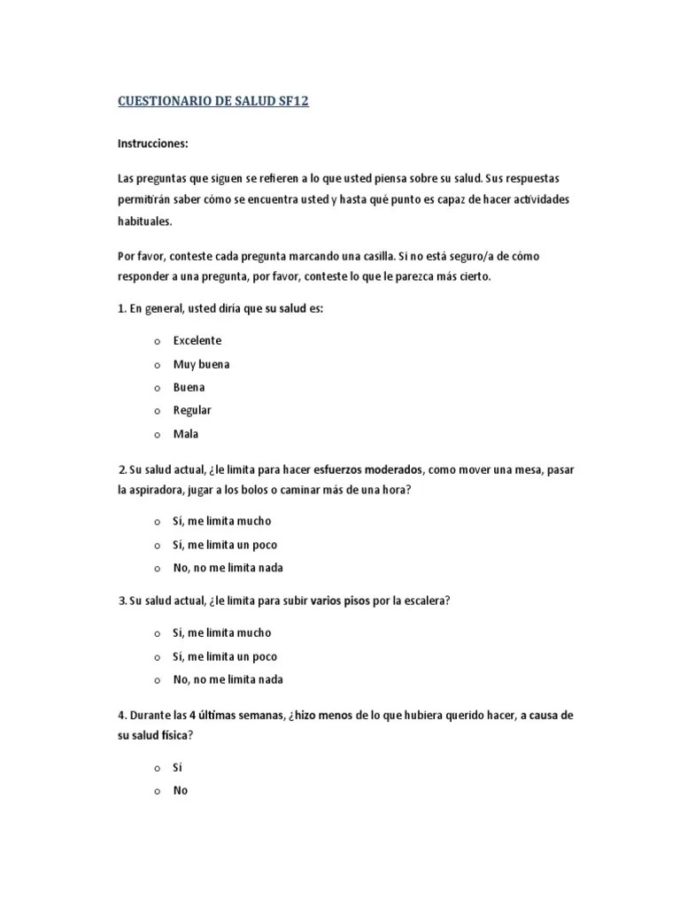 C U E S T I O N A R I O D E S A L U D S F 12 PDF