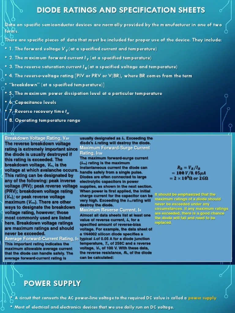 Lecture PPT 3Diode Rating and Rectification PDF Rectifier PN