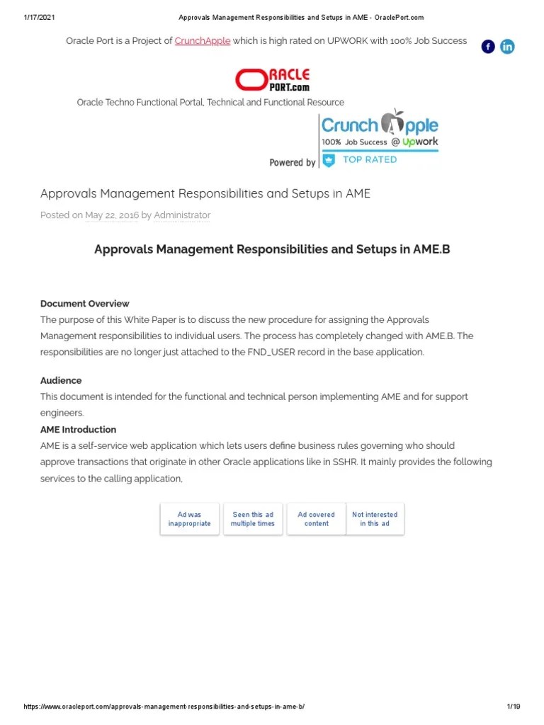 Setting Up Approvals Management Responsibilities and Configuring Role