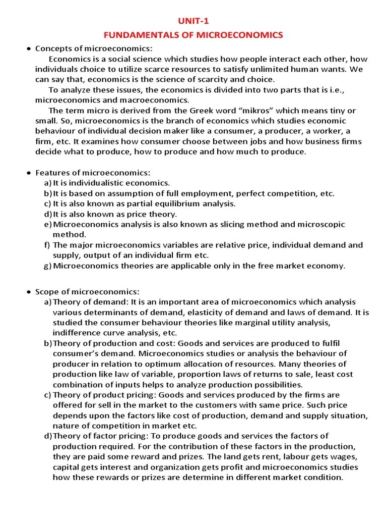 Unit 1 Economics | PDF | Microeconomics | Economics