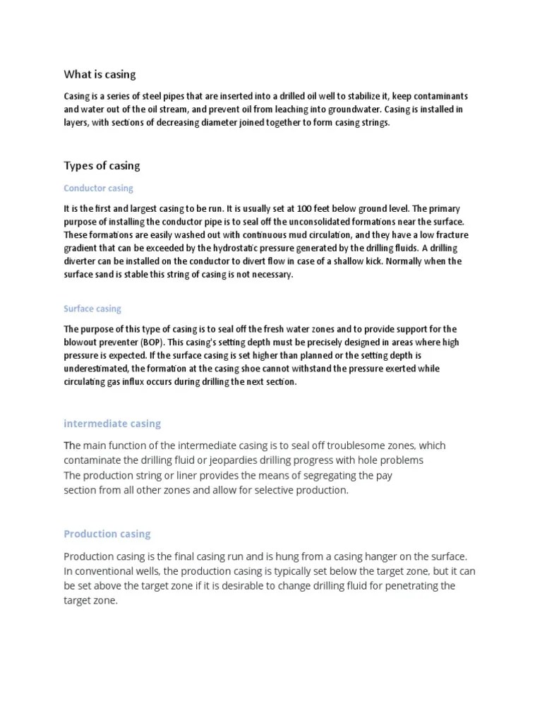 Types of Casing PDF