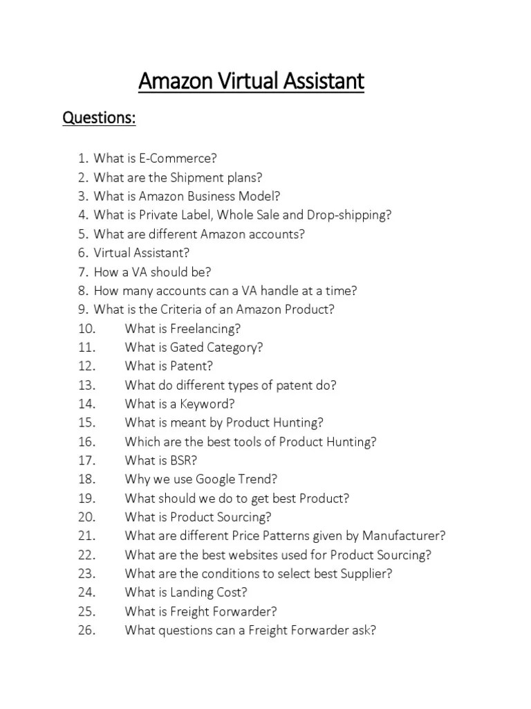 Amazon VA Questions - 1 | PDF | Search Engine Optimization | Business