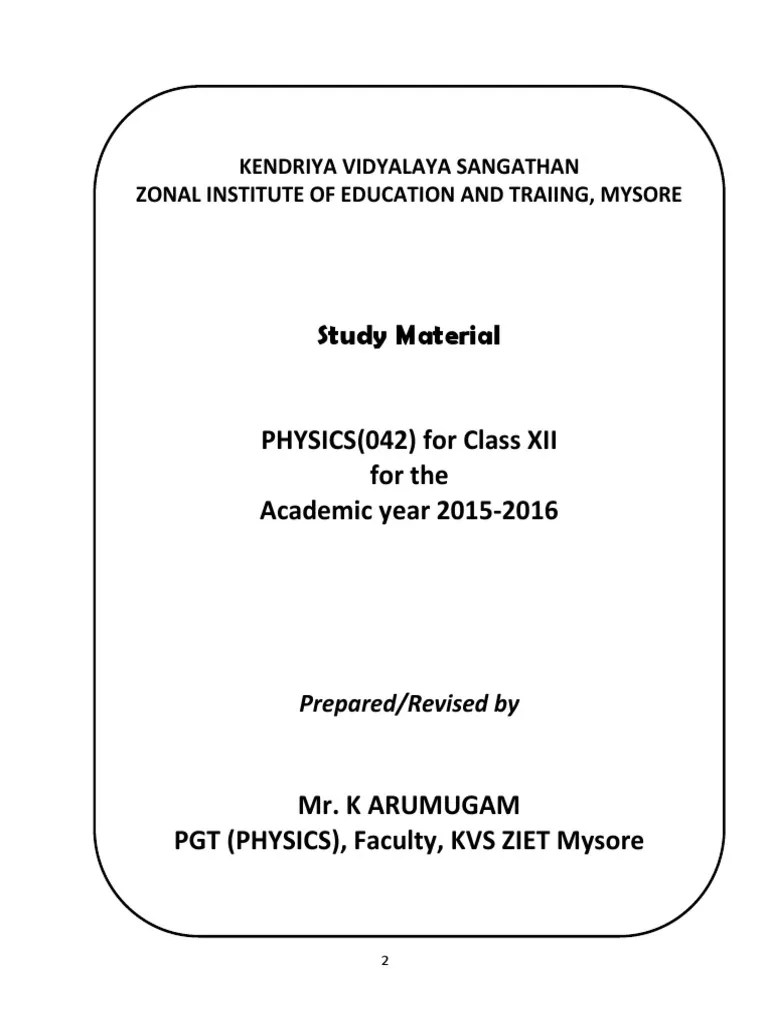 Study Material Kendriya Vidyalaya Sangathan Zonal Institute of