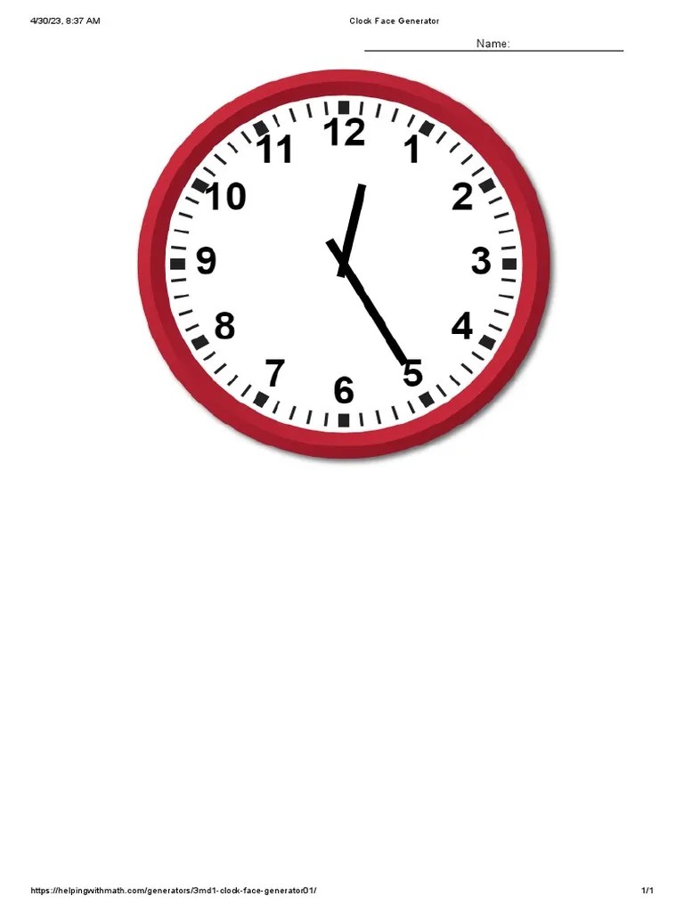 Clock Face Generator _ CommonCore Math PDF