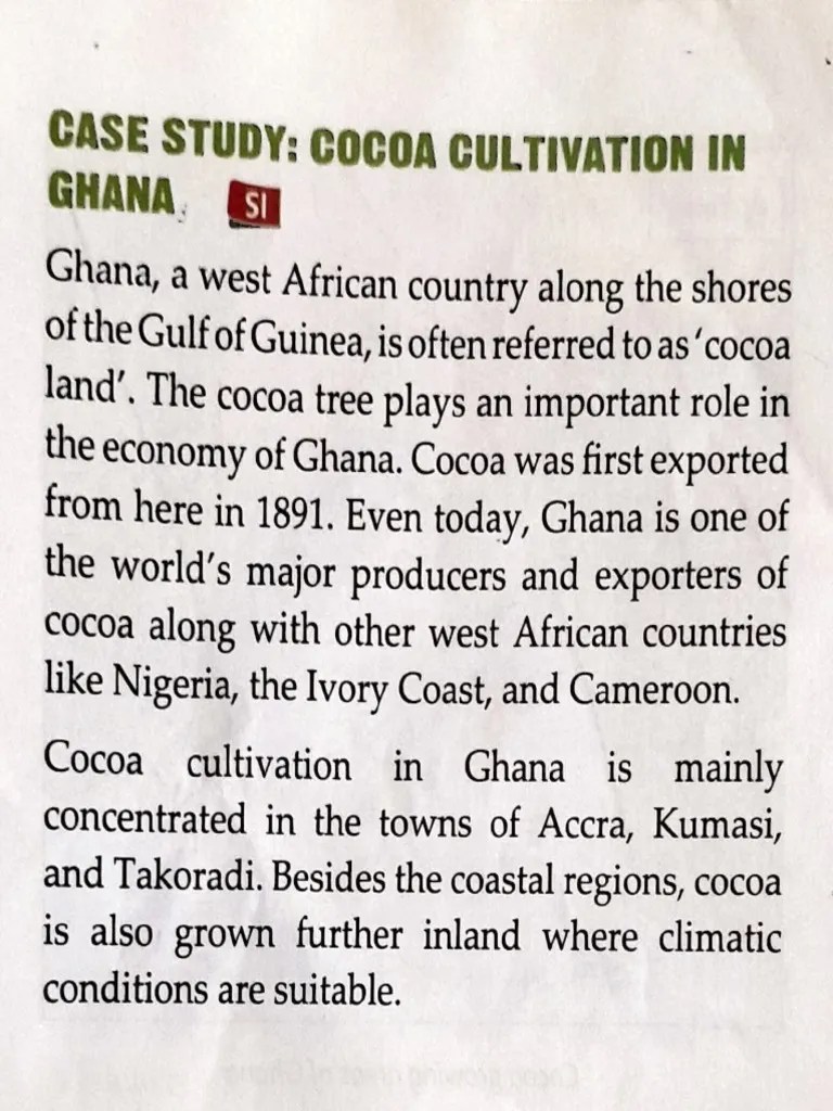 Case Study Cocoa Cultivation in Ghana Cocoa Along With Other West