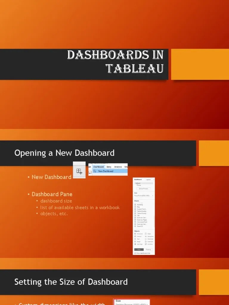 Dashboards in Tableau PDF