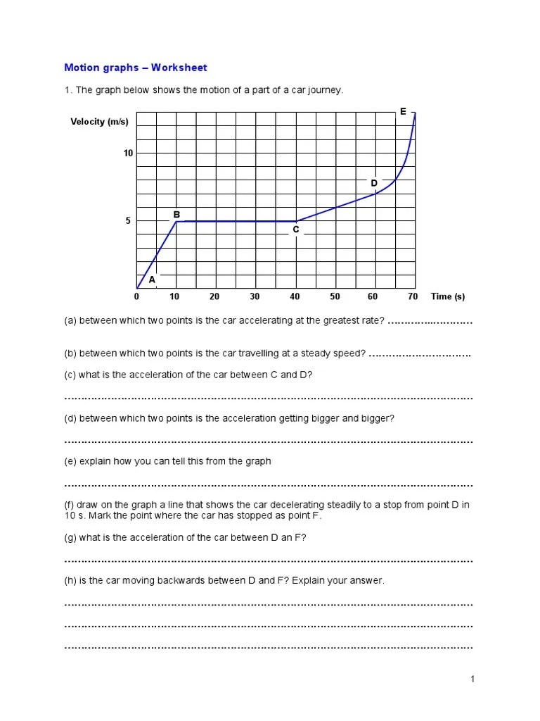 Graphical Analysis of Motion Worksheet PDF Acceleration Physical Quantities