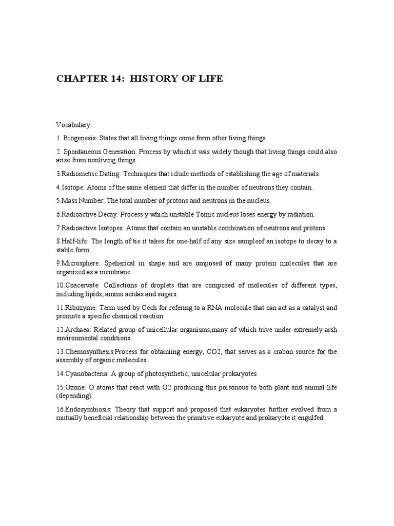 CHAPTER 14 History of Life | PDF | Prokaryote | Organisms