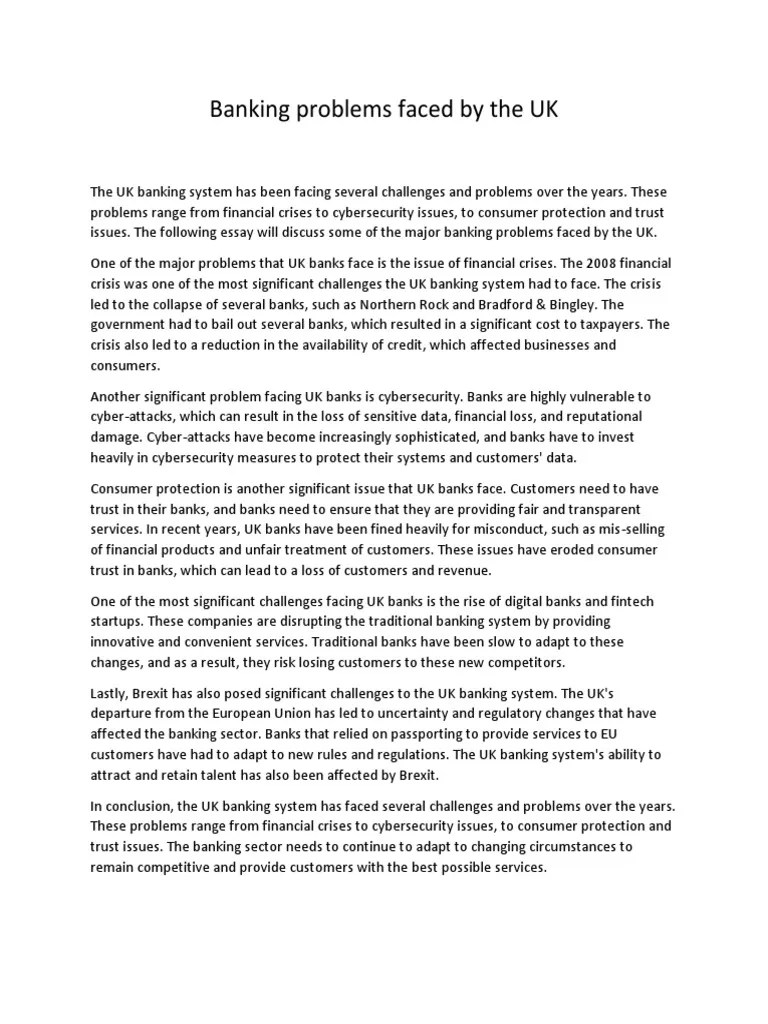 Problems of Uk Banks PDF Banks Computer Security
