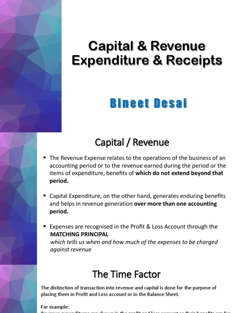 CAPITAL AND REVENUE RECEIPT PDF Expense Statement