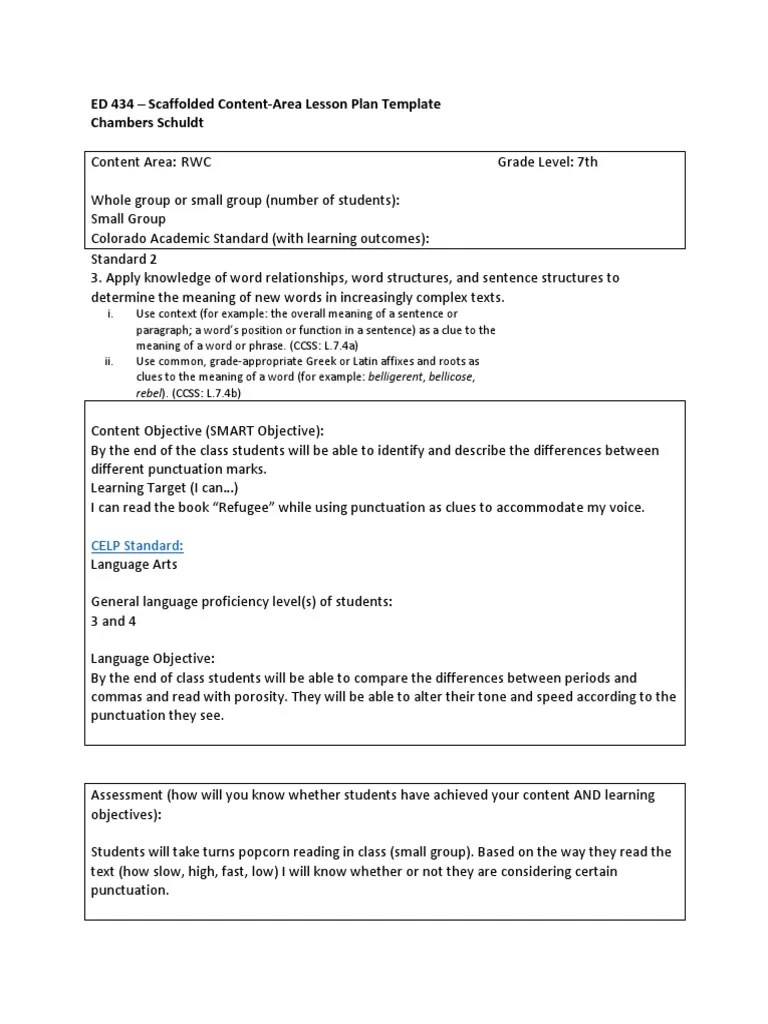 Scaffold Lesson Plan PDF