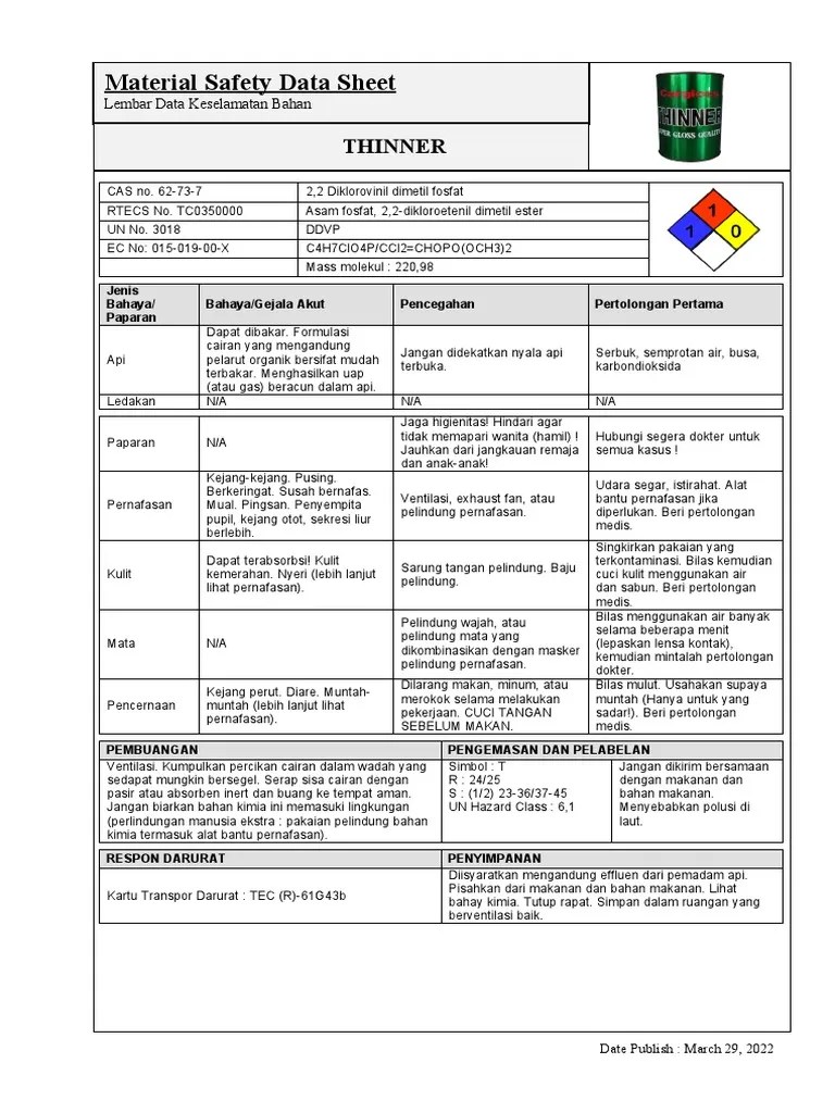 MSDS Thinner PDF