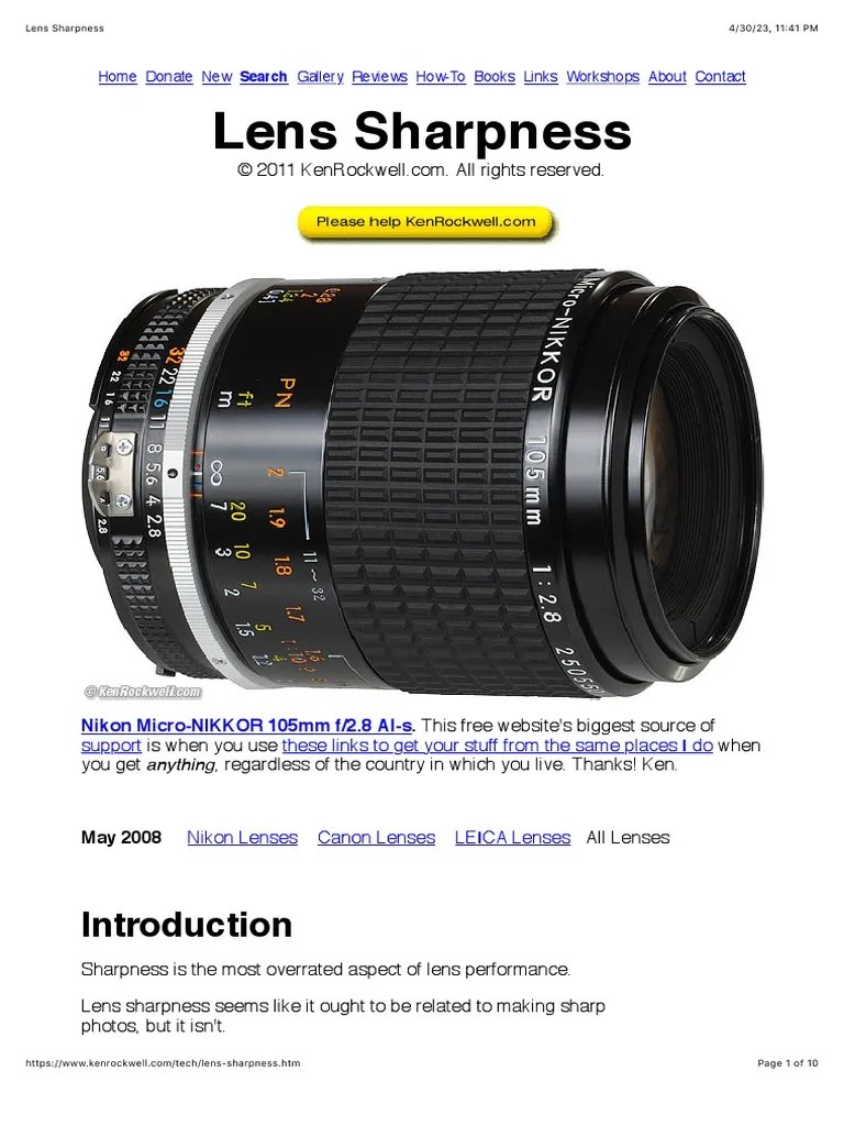 Lens Sharpness PDF Download Free PDF Camera Lens Zoom Lens