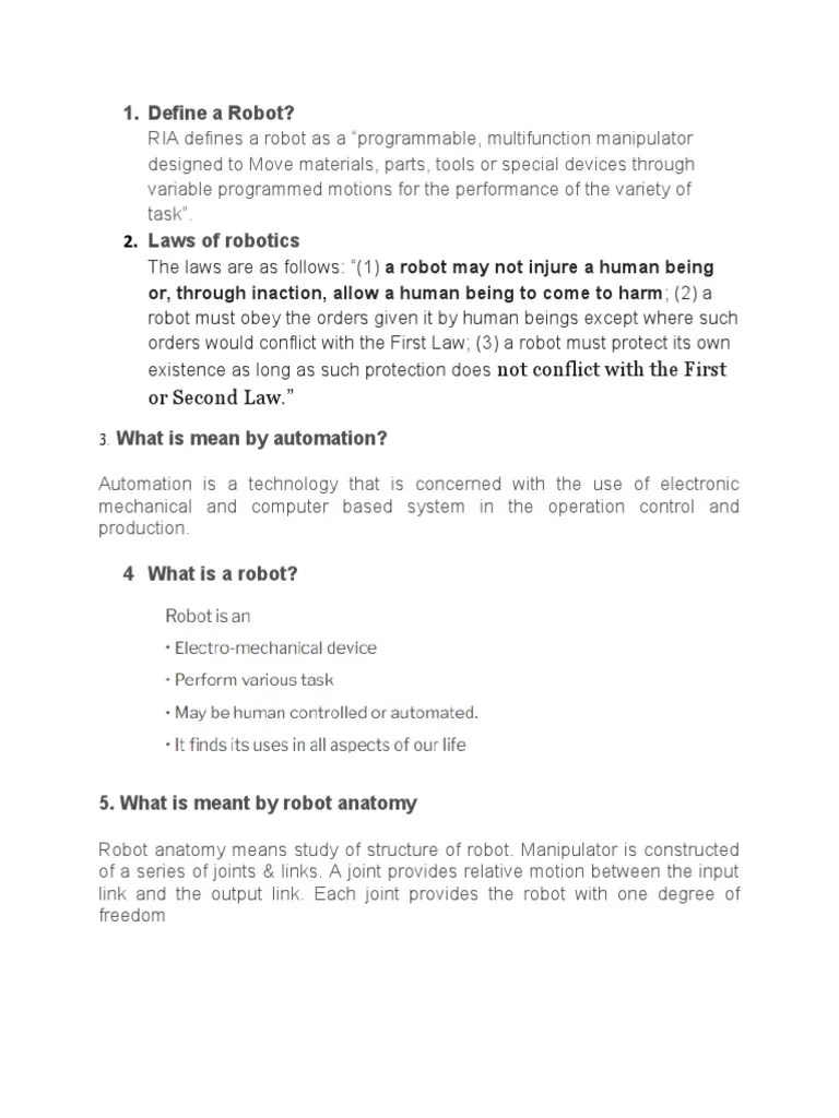 Robotics Interview Questions and Answers PDF