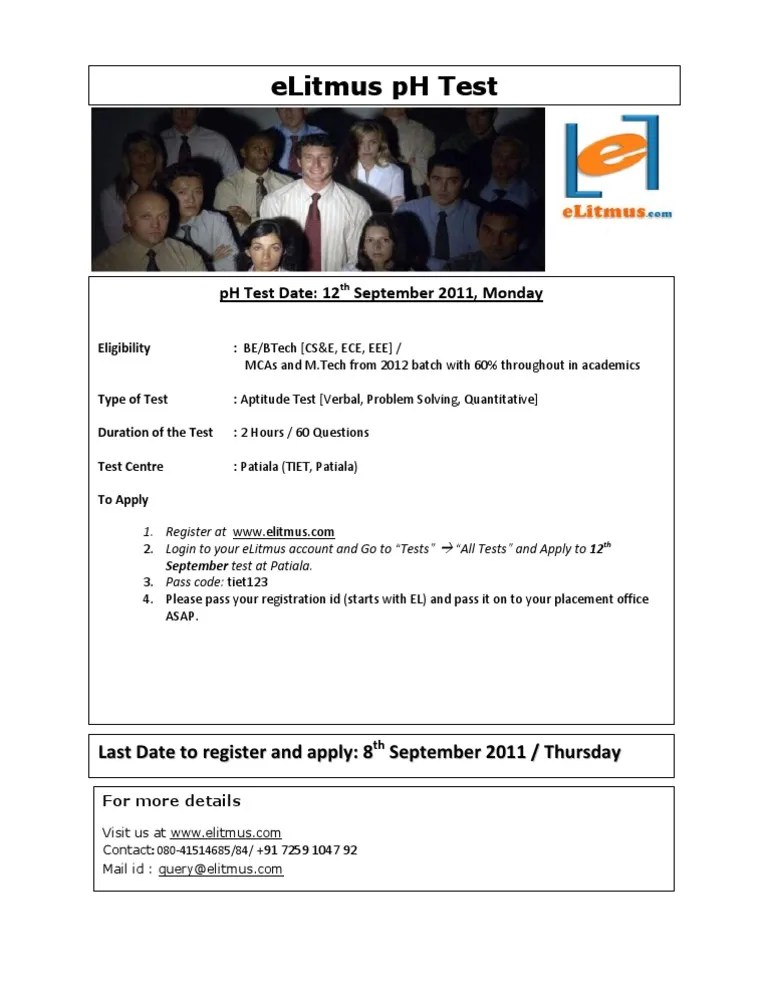 Eligibility Requirements and Registration Details for the eLitmus pH