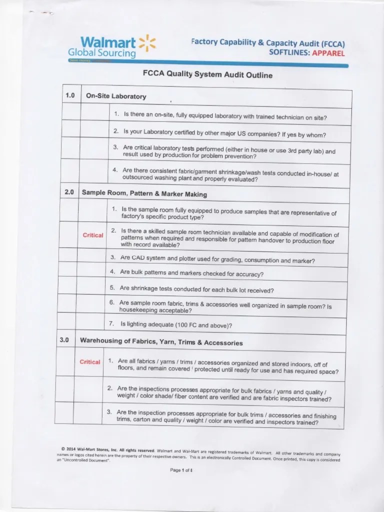 Walmart CheckList PDF PDF