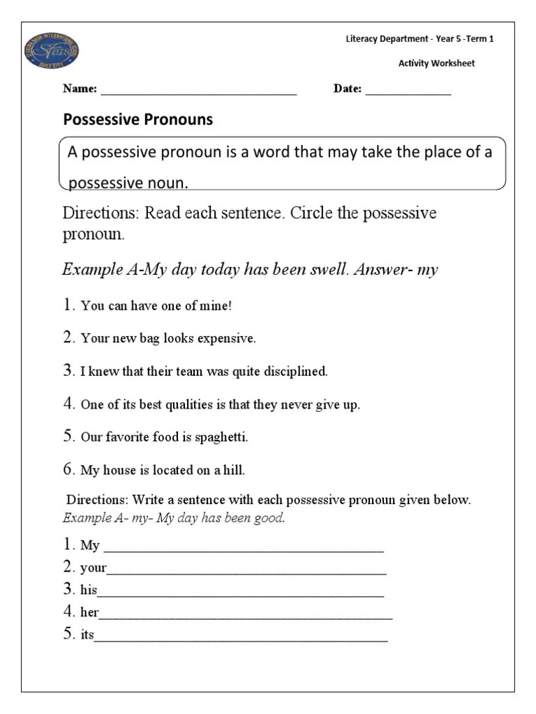Possessive-Pronouns Worksheet 2 | PDF