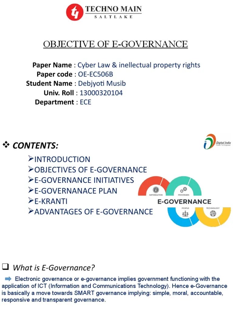 Objective of EGovernance PDF