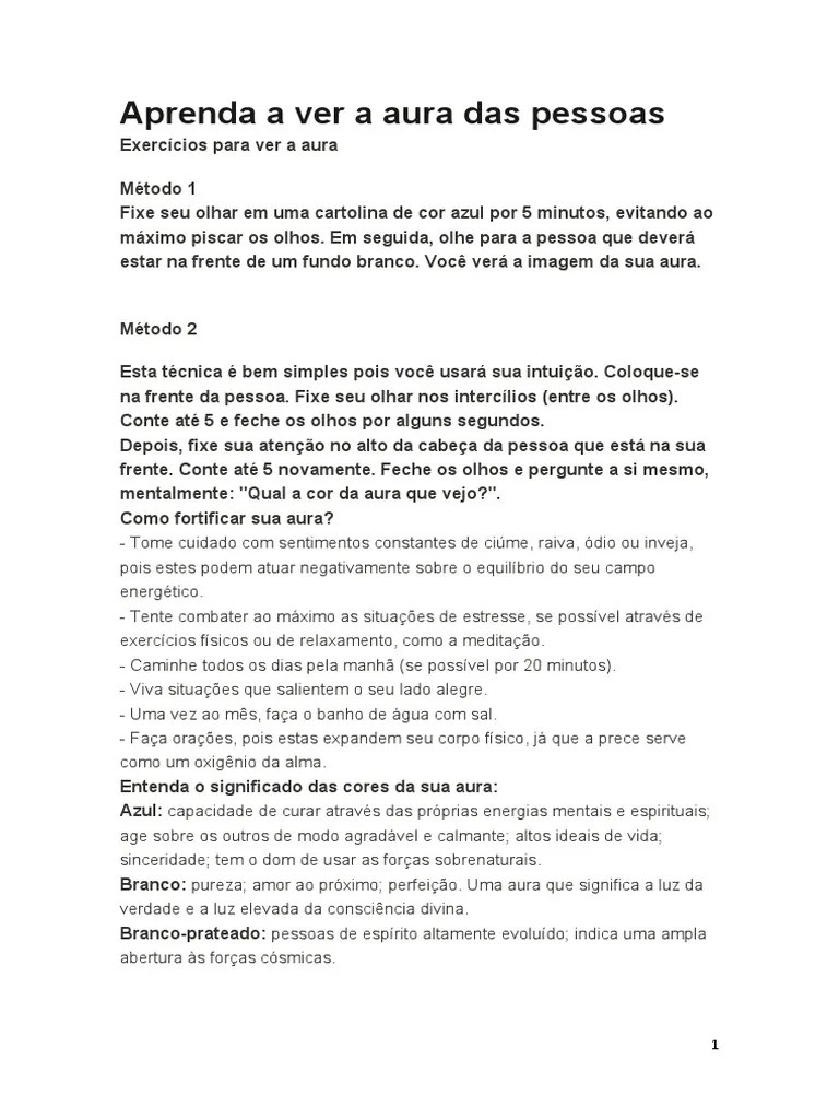Aprenda A Ver A Aura Das Pessoas PDF Aura (paranormal) Cor