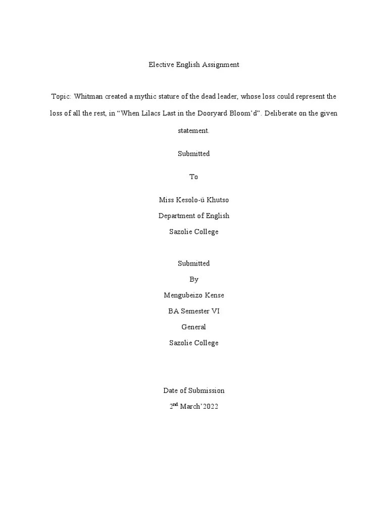An Analysis of Walt Whitman's Poem 'When Lilacs Last in the Dooryard