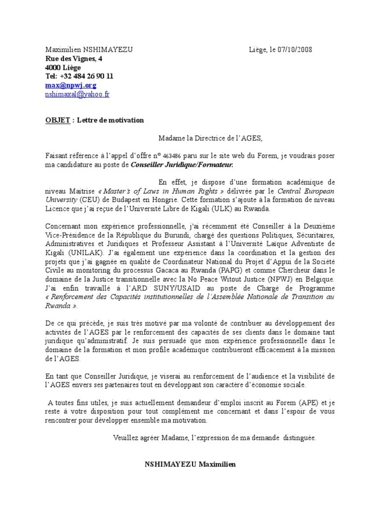 Lettre De Motivation Master Biologie Moleculaire Et Cellulaire