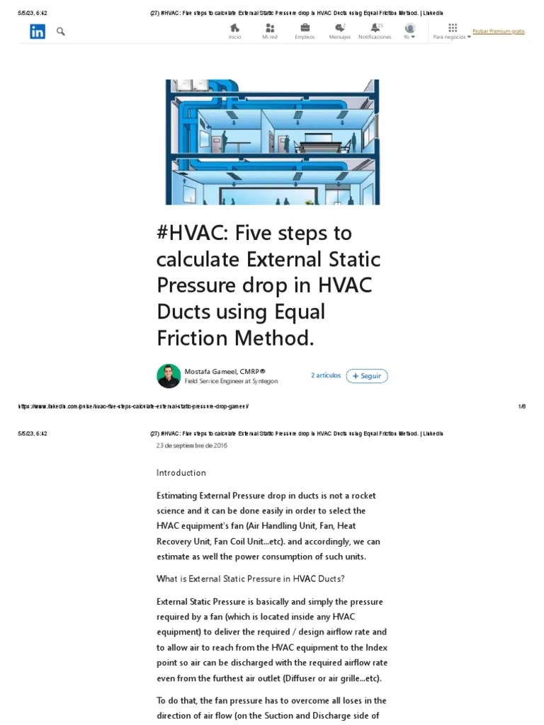 HVAC Five Steps To Calculate External Static Pressure Drop in HVAC