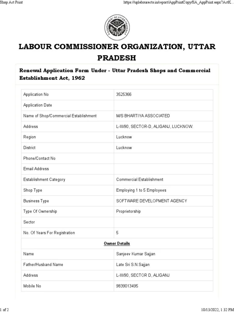 Shop Act Print PDF Business Economies