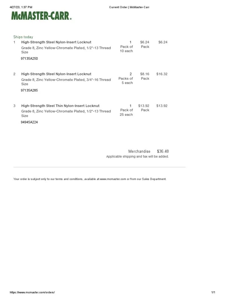 Current Order _ McMasterCarr.pdf PDF