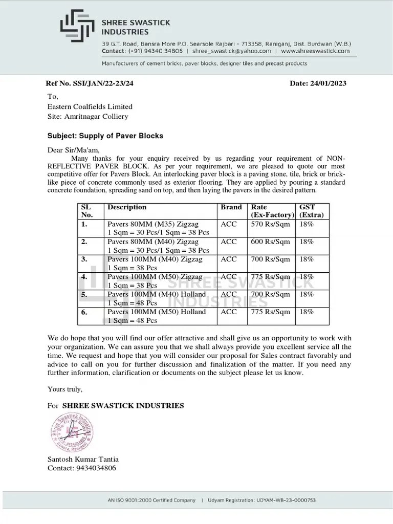 QuotationPavers ECL PDF PDF