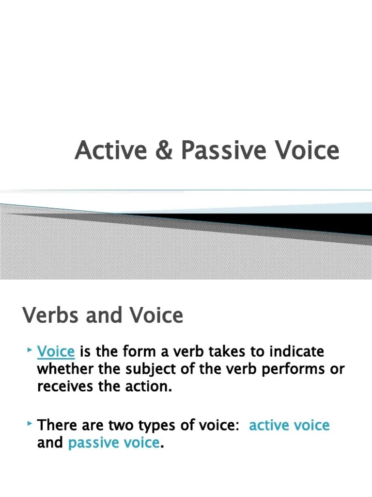 Understanding the Differences Between Active and Passive Voice PDF