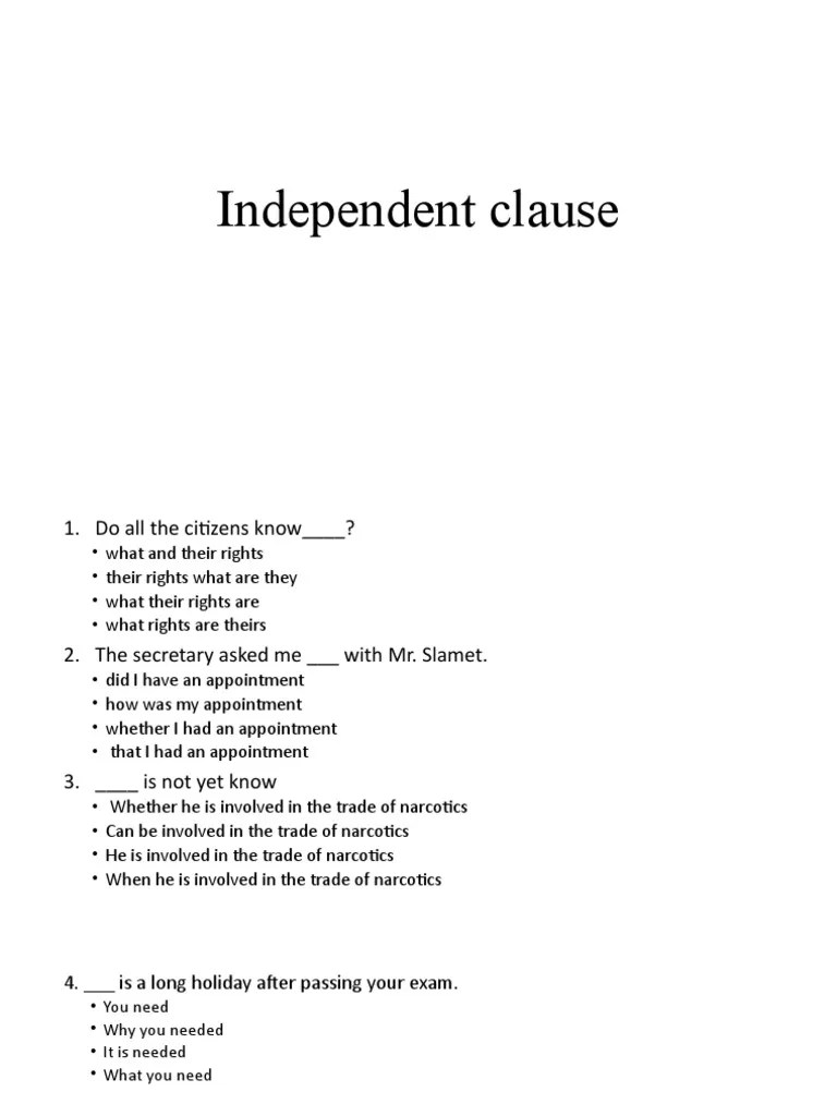 Independent Clause PDF