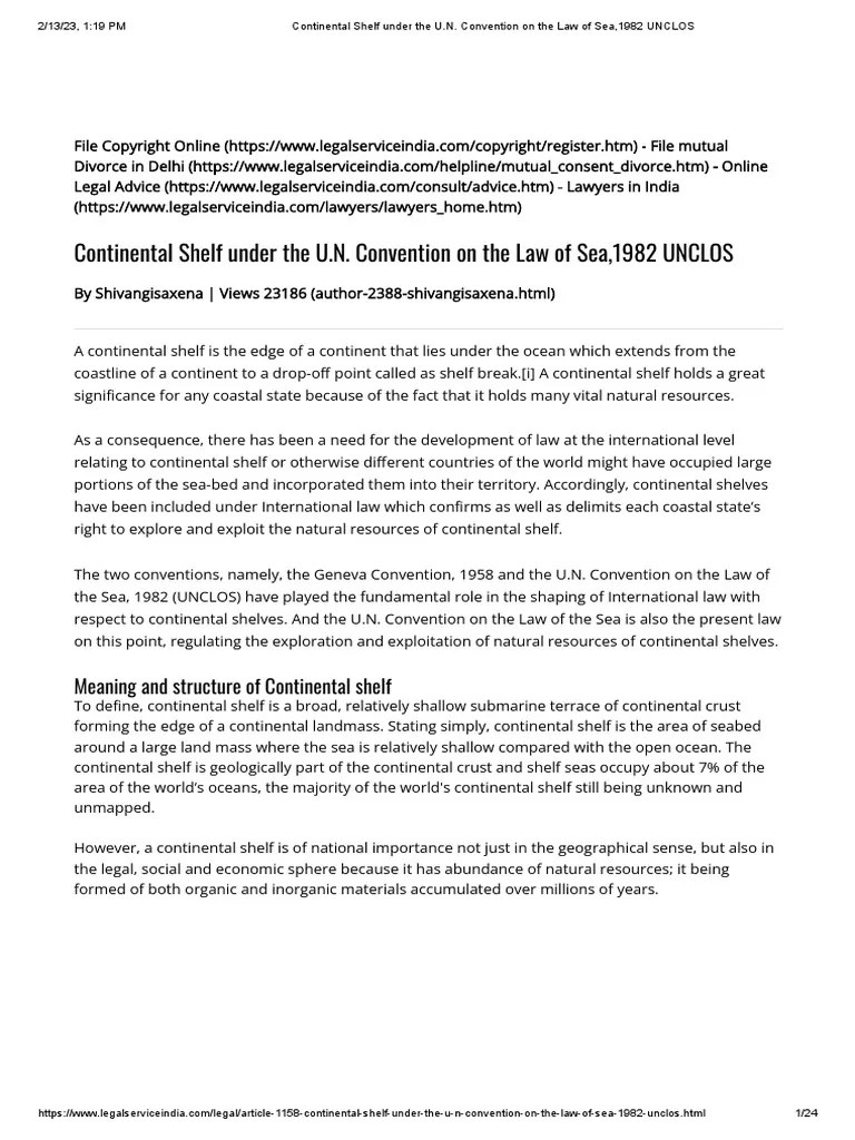 Continental Shelf under the U.N. Convention on the Law of Sea,1982