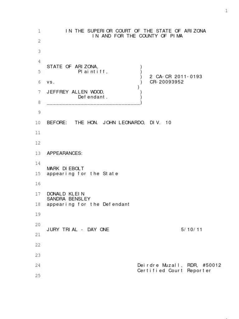 Jeff Wood Trial Transcript, Day 1 PDF Courtroom Witness