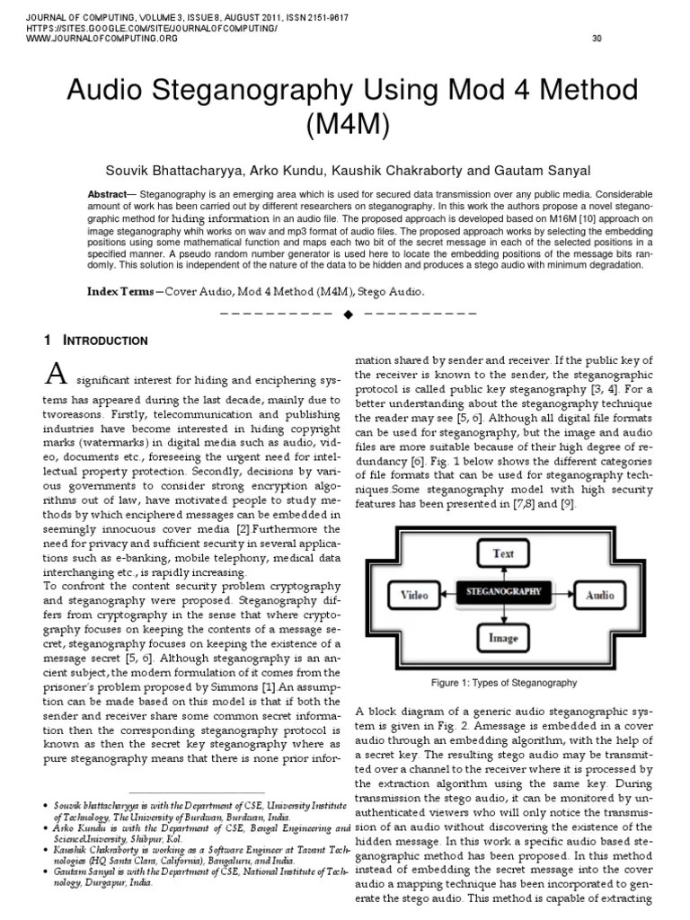 Audio Steganography Using Mod 4 Method (M4M) Correlation And