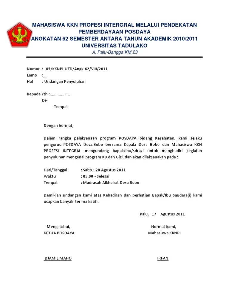 Undangan Penyuluhan KB Dan Gizi | PDF