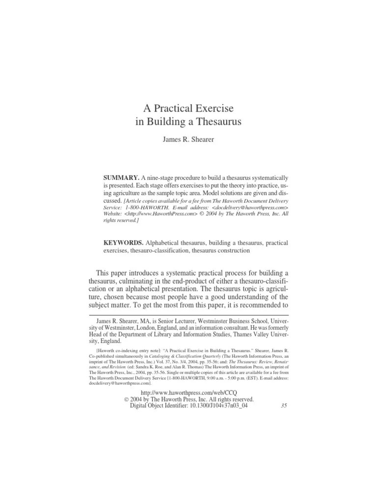 Practical exercise in building a thesaurus.pdf PDF