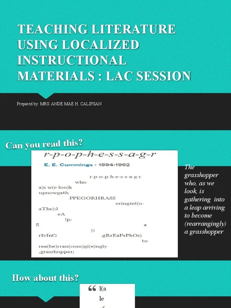 Teaching Literature Using Localized Instructional Materials Download