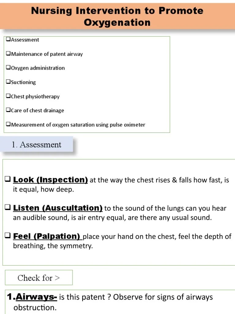 Nursing Interventions for Promoting Oxygenation through Airway