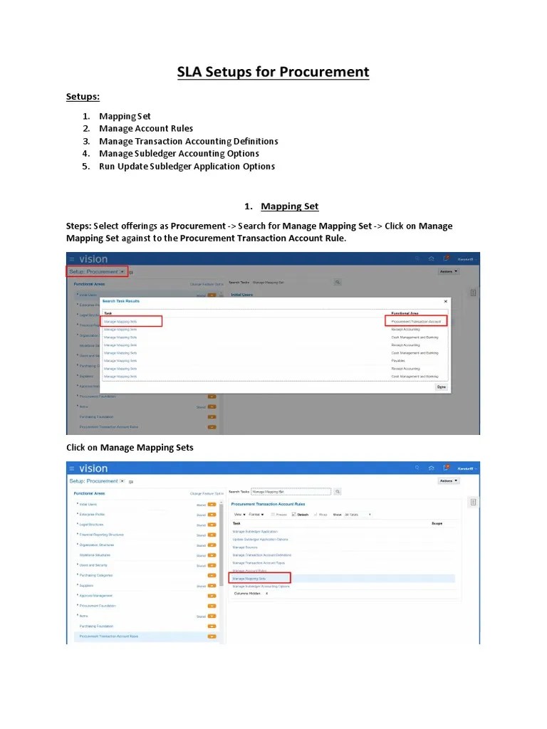 SLA Setups For Procurement, Receipt and Cost Accounting PDF PDF