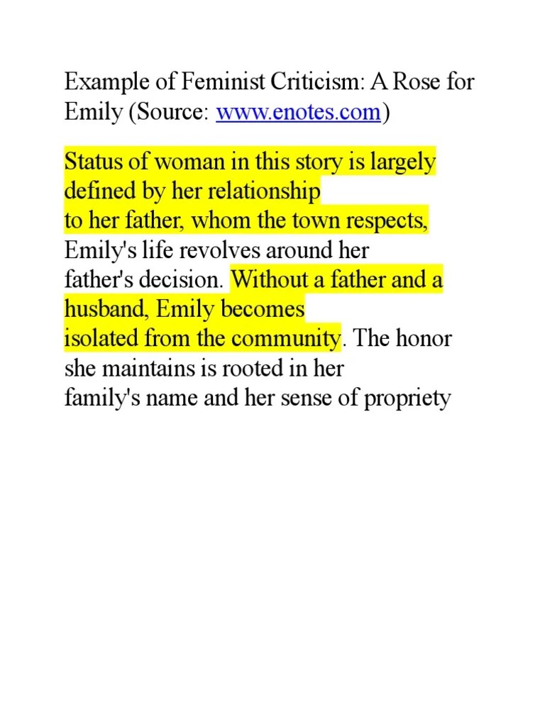 Example of Feminist Criticism PDF