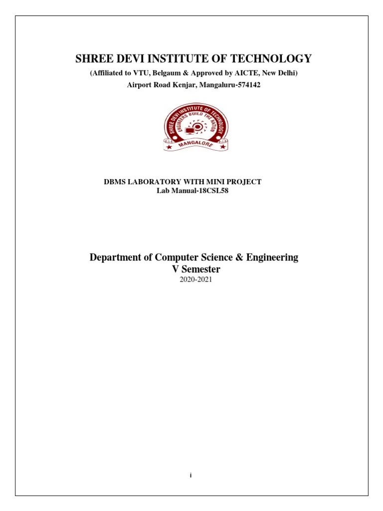 DBMS Lab Program 1 PDF Databases Sql