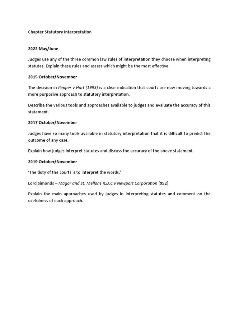 4.statutory Interpretation Answer Outline PDF Statutory