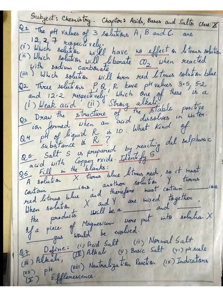 ACID, BASES AND SALT Worksheet | PDF