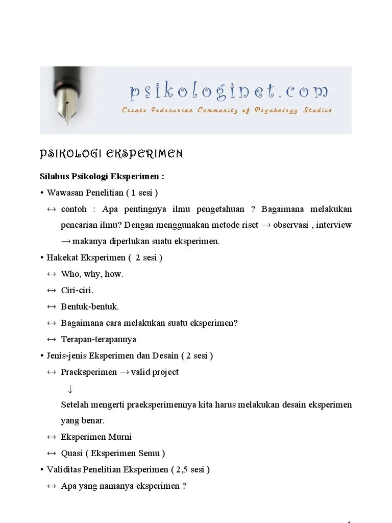 PengantarPSIKOLOGIEKSPERIMEN